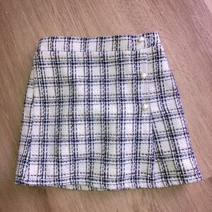 Plaid Mini Skirt with Button Detail